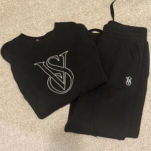 Victoria's Secret Black Joggers with Embroidered Logo